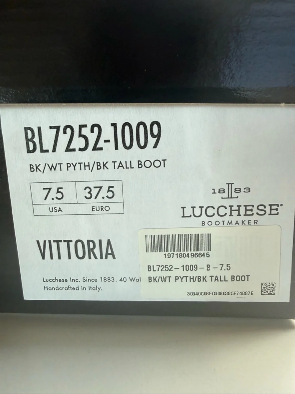 Lucchese Vittoria Black Italian Leather & Tan Python Boots - Picture 4 of 8